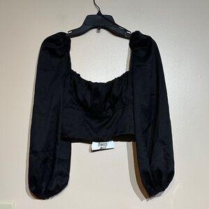 Princess Polly Ariah Black Long Sleeve Crop Top